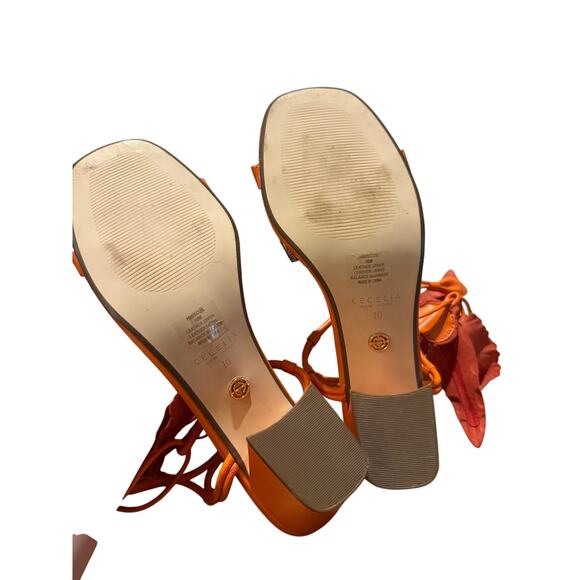Cecelia New York Hibiscus Sandals in RARE Orange Sz. 10 - Picture 10 of 11